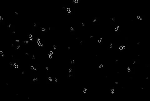 Dark silver, gray vector pattern with gender elements. イラスト素材