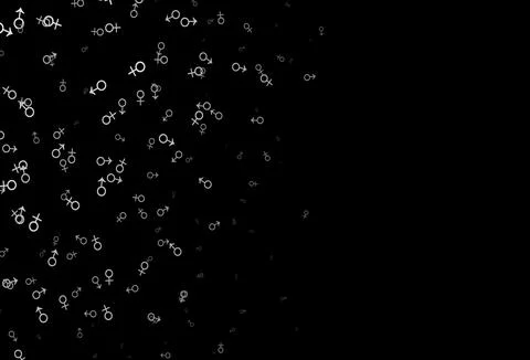 Dark silver, gray vector pattern with gender elements. Stock Illustration