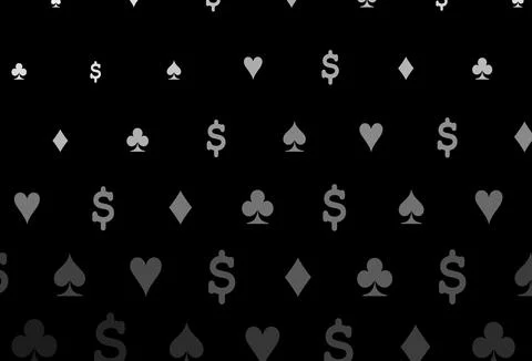 Dark silver, gray vector pattern with symbol of cards. Illustrazione stock