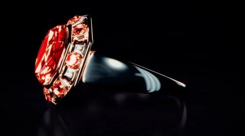 Dark silver ring with red ruby gem stones 스톡 일러스트