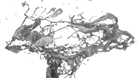 Dark silver splashes in slow motion, isolated on white (FULL HD) Video stock 53000997
