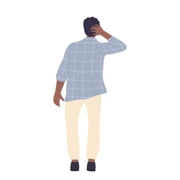Dark skin back man with hand on his head Stock Illustration