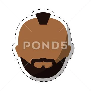 Dark skin bearded man with mohawk icon image Stock Illustration
