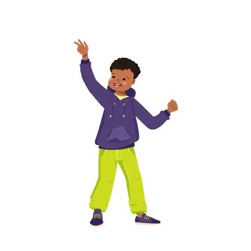 A dark skinned boy in a sweatshirt Stock Illustration