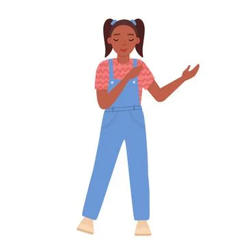 A dark-skinned girl is dancing. Flat vector illustration. Stock Illustration