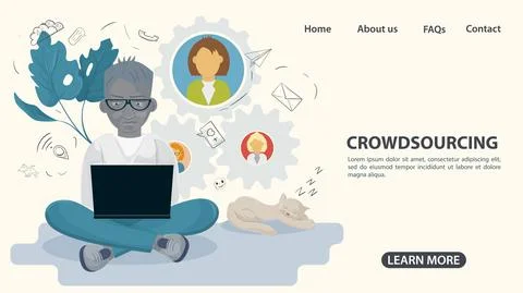 A dark skinned guy sits with a laptop and communicates on the Internet the co Stock Illustration