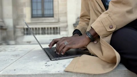 Dark-skinned Handsome Man having a Slow walk in the Town Stock Footage 228045642