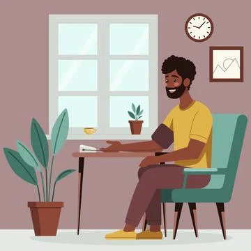 Dark Skinned Man Measuring Blood Pressure at Home Illustrazione stock