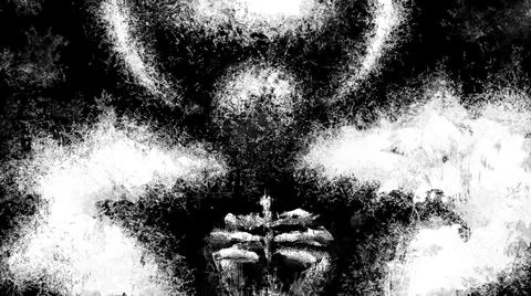 Dark skull of corpse the screaming. Gloomy character concept art. Stock Illustration