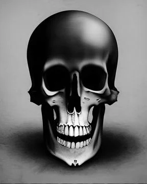 Dark skull with a shadow around it, spooky illustration 스톡 일러스트