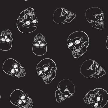 Dark skulls pattern. Vector seamless texture イラスト素材