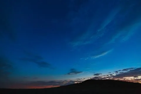 Dark sky with clouds after sunset. Stock Photos