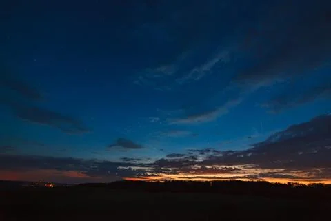 Dark sky with clouds at dawn. Stock-Fotos