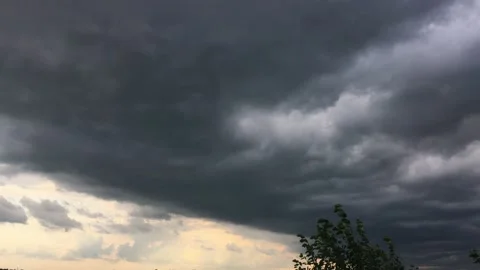 Dark sky with clouds over the lake. A storm is coming Stock Footage 135626827