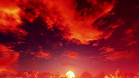 Dark Sky Fire Blood Red Clouds at Sunset... | Stock Video | Pond5