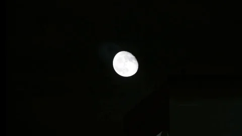 In the dark sky rises the full moon, the satellite of the planet Earth, the full Video stock 82615891