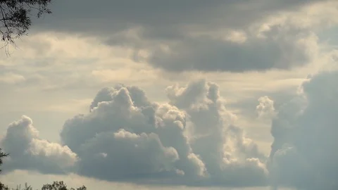 Dark sky before storm with fast moving big volumetric clouds. Full HD Time Lapse Stock Footage 106865106