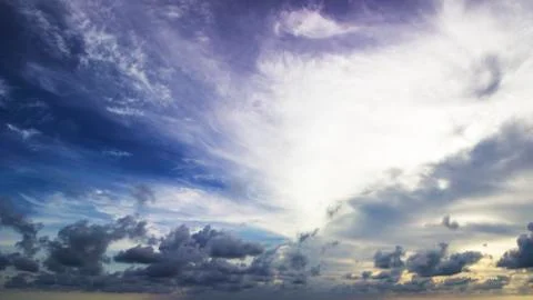 The dark sky at sunset time with sunlight Stock Photos