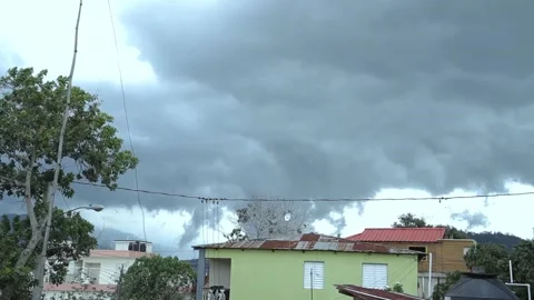 Dark sky time lapse .storm cloud moving fast over small town of Jarabacoa Dom Stock Footage 131346659