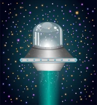 Dark sky with ufo. Stock Illustration