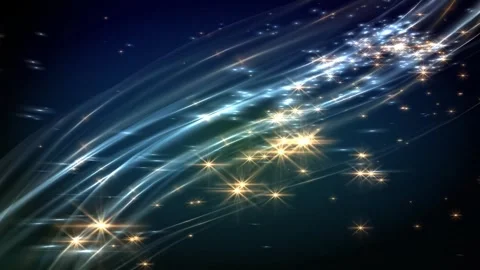 Dark Sky Waves Flying Orange Stars Space Motion Background Stock Footage 275208750