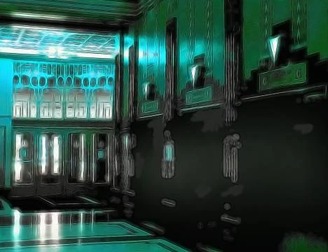 Dark skyscraper lobby Stock Photos