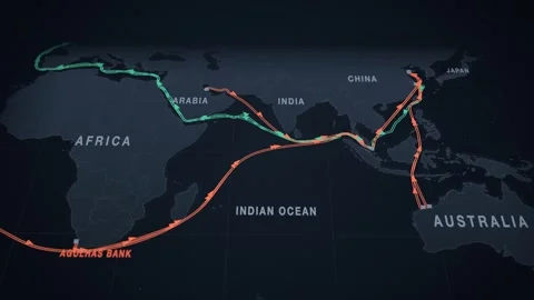 Dark Slate Perspective Map With Twin Lanes Tracing The Iron Ore Route From Vidéo 343730995