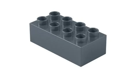 Dark Slate Plastic Lego Block Isolated on a White Background. Stock Illustration