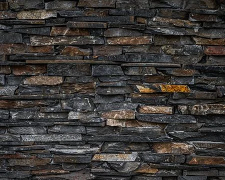 Dark Slate Stone Wall Texture Background Stock Photos
