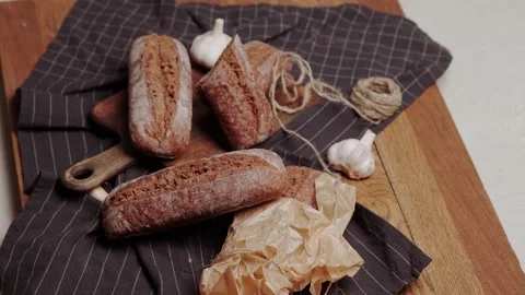 Dark sliced bread Stock Footage 152848324