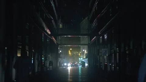 Dark slomo of people walking and car traffic on Paris street at night Stock Footage 242520764
