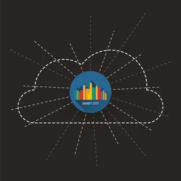 Dark Smart City Design Concept - Digital Network Connections Ilustración de archivo