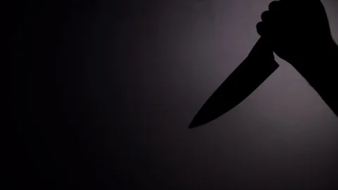 Dark smoke and shadow of killer hand hol, Stock Video