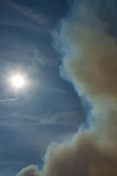 Dark Smoke Cloud from Forest Fire Foto stock
