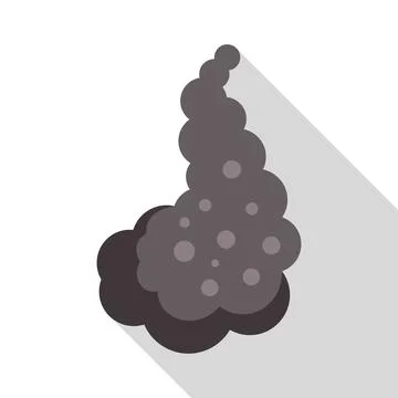 Dark smoke cloud forming after explosion with falling soot particles Illustrazione stock