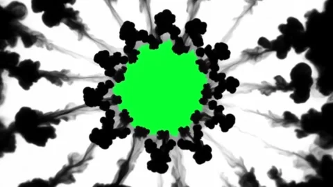 Dark Smoke Frame Burst Transition on Green Screen Background Stock Footage 336599788