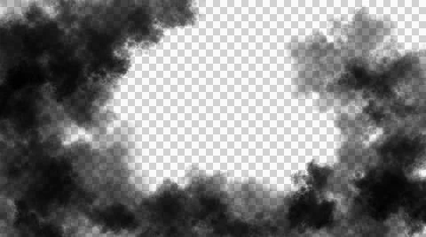 Dark smoke or cloud frame surrounding a bright white space Stock Illustration