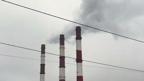 Dark smoke from pipes in the air at. Stock Footage 221923331