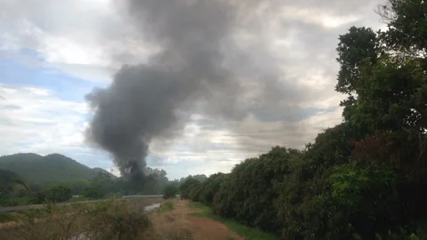 Dark smoke pollution Stock Footage 258332883