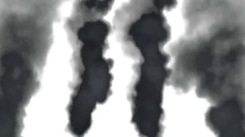 Dark smoke rises to the top / Black smoke on white background Stock Footage 81274889