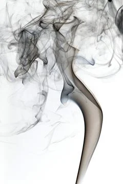 Dark smoke on a white background Stock Photos