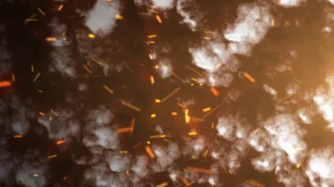 Dark smoky abstract background with glowing orange embers, sparks Stock Footage 335962336