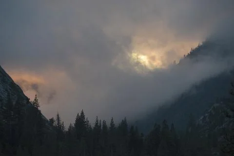 Dark Snow Clouds Landscape Scene, Sierras, CA Stock Photos