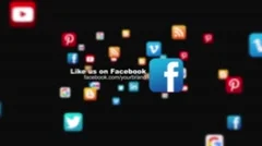 Dark Social Media Icons Fly through Business Corporate Logo Reveal Promo Intro Stock After Effects