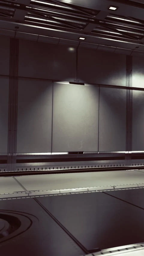 Dark space with empty walls and bright lights in a room Stock Footage 334886391