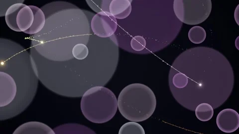 A dark space with glowing orbs and dotted golden paths Stock Footage 330076015