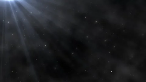 Dark space light ray soft smoke, white stars, and dramatic beam from corner. Stock Footage 340455832