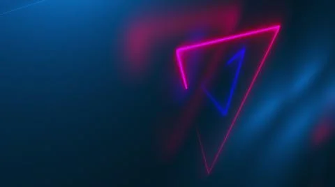 Dark space with neon trianglees, computer generated. 3d rendering of futuristic Stock Illustration