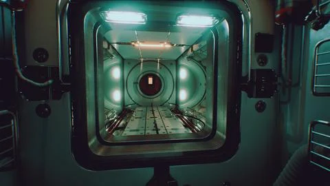 Dark space ship futuristic interior Stock Illustration