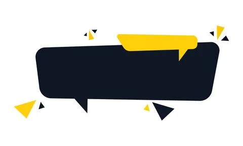 Dark speech bubble banner with yellow details, Modern geometric corporate tex Stock Illustration